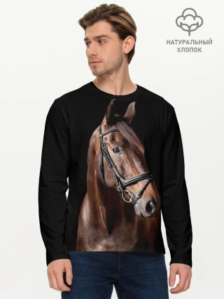 Мужской лонгслив базовый / Гнедая лошадь