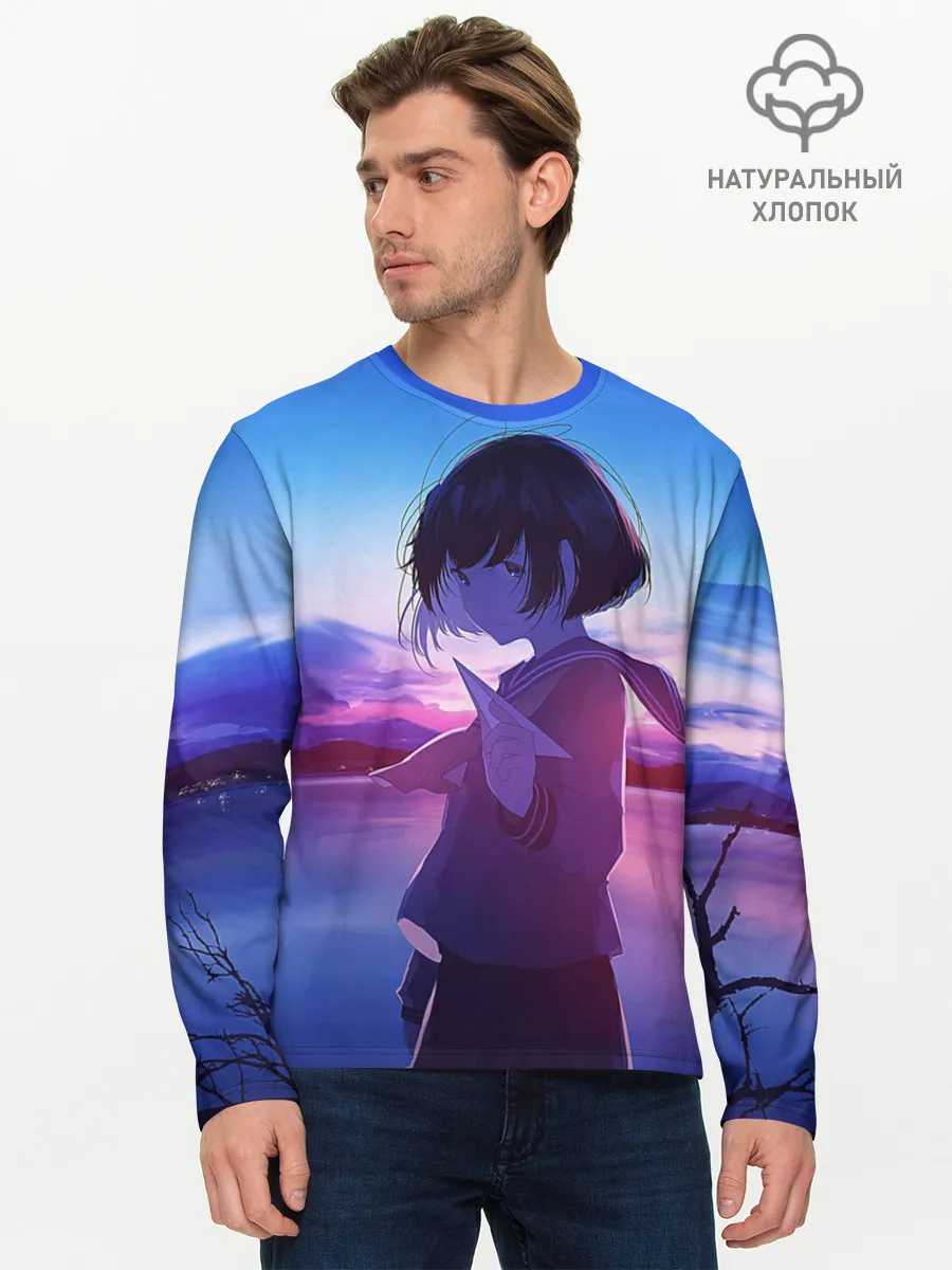 Мужской лонгслив базовый / Anime Sunset