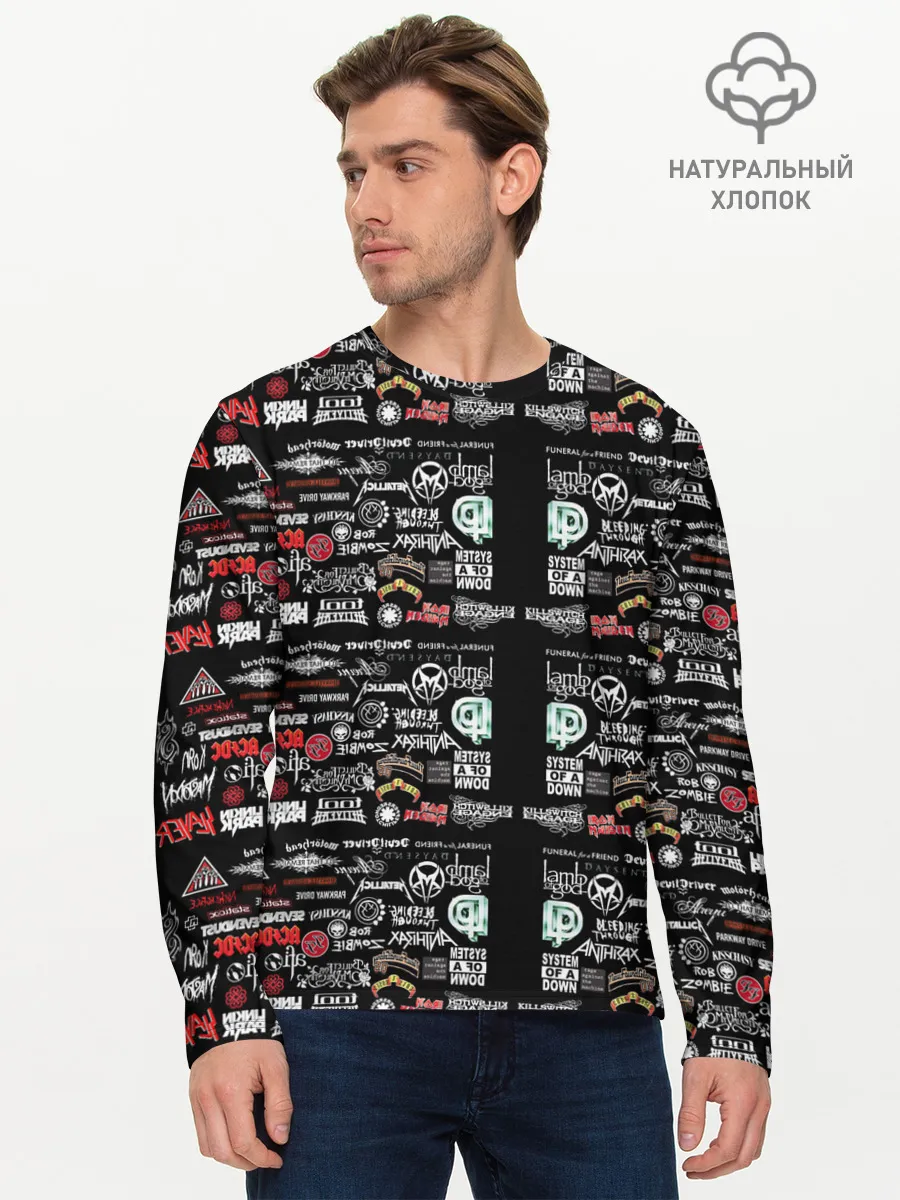 Мужской лонгслив базовый / ЛОГОТИПЫ РОК ГРУПП