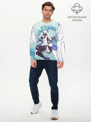 Мужской лонгслив базовый / Хацуне Мику с крыльями