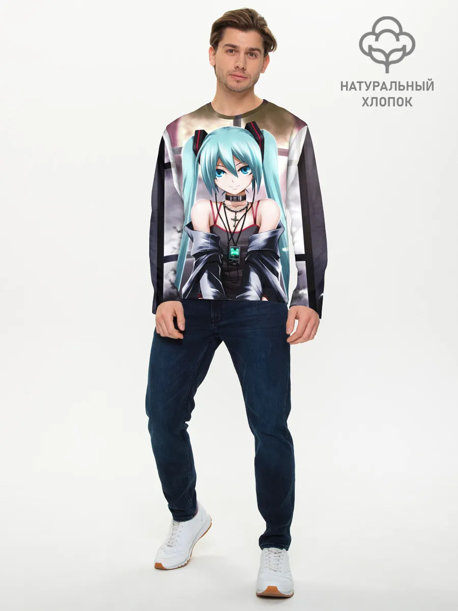 Мужской лонгслив базовый / Мику Хацунэ