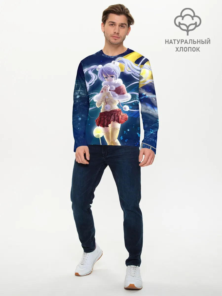 Мужской лонгслив базовый / Зайчик и Хацуне Мику