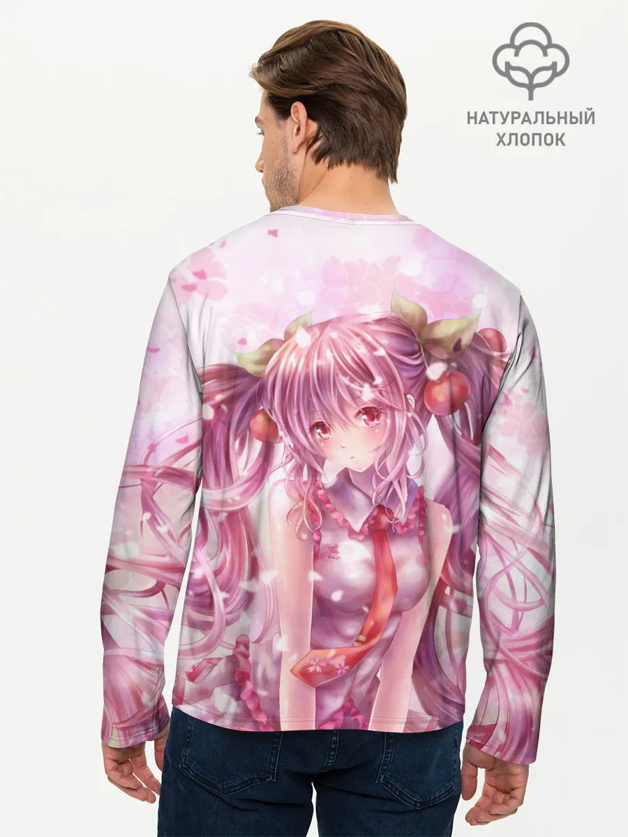 Мужской лонгслив базовый / Ванильная Hatsune Miku