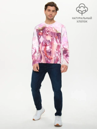 Мужской лонгслив базовый / Ванильная Hatsune Miku