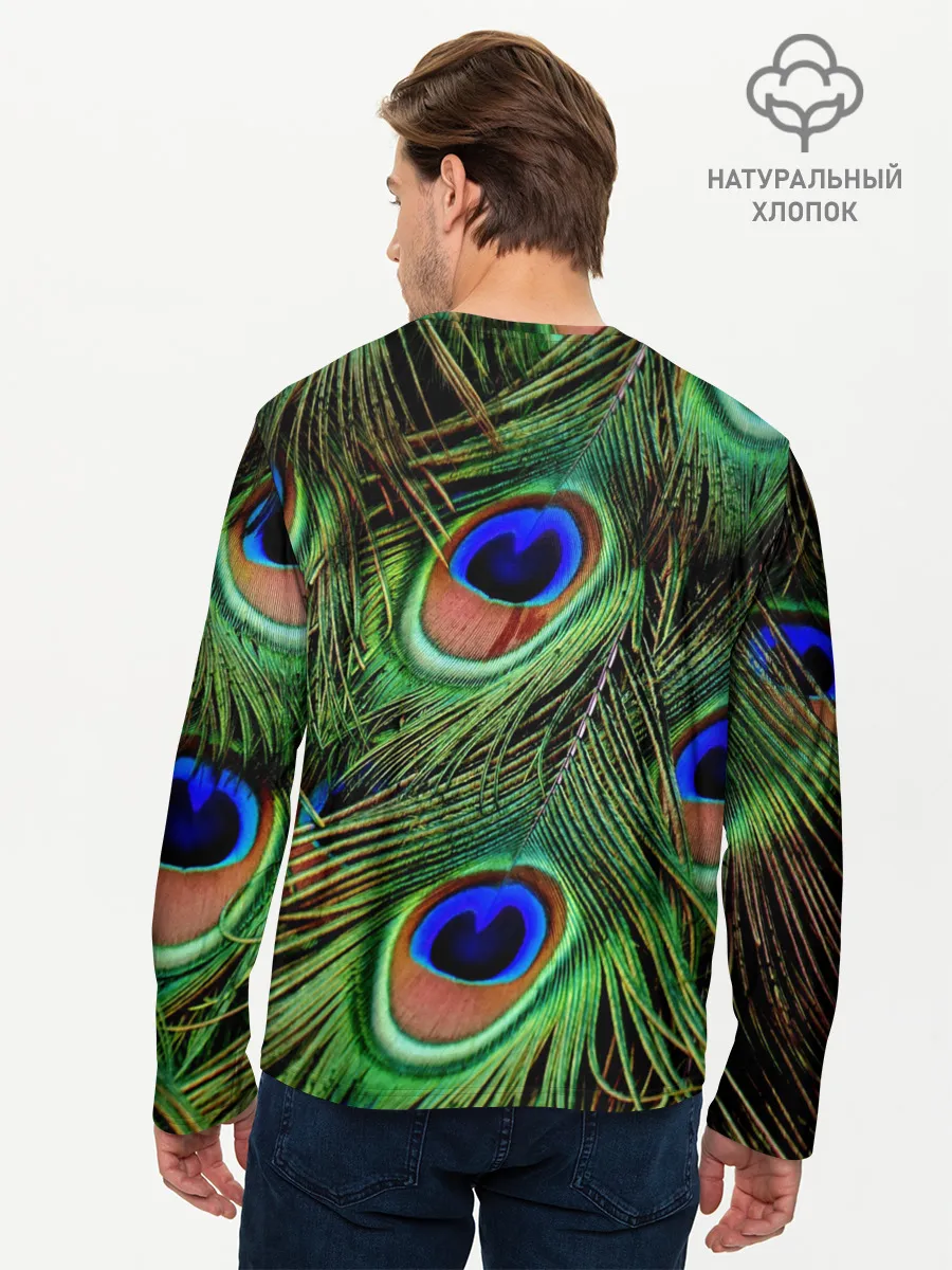 Мужской лонгслив базовый / Перья павлина #1