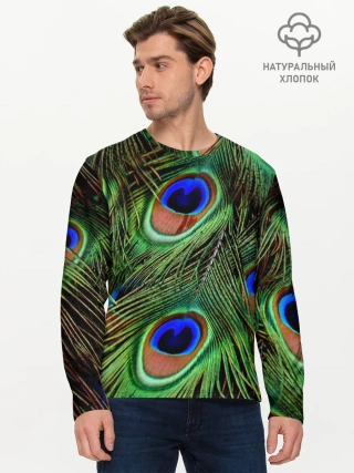 Мужской лонгслив базовый / Перья павлина #1