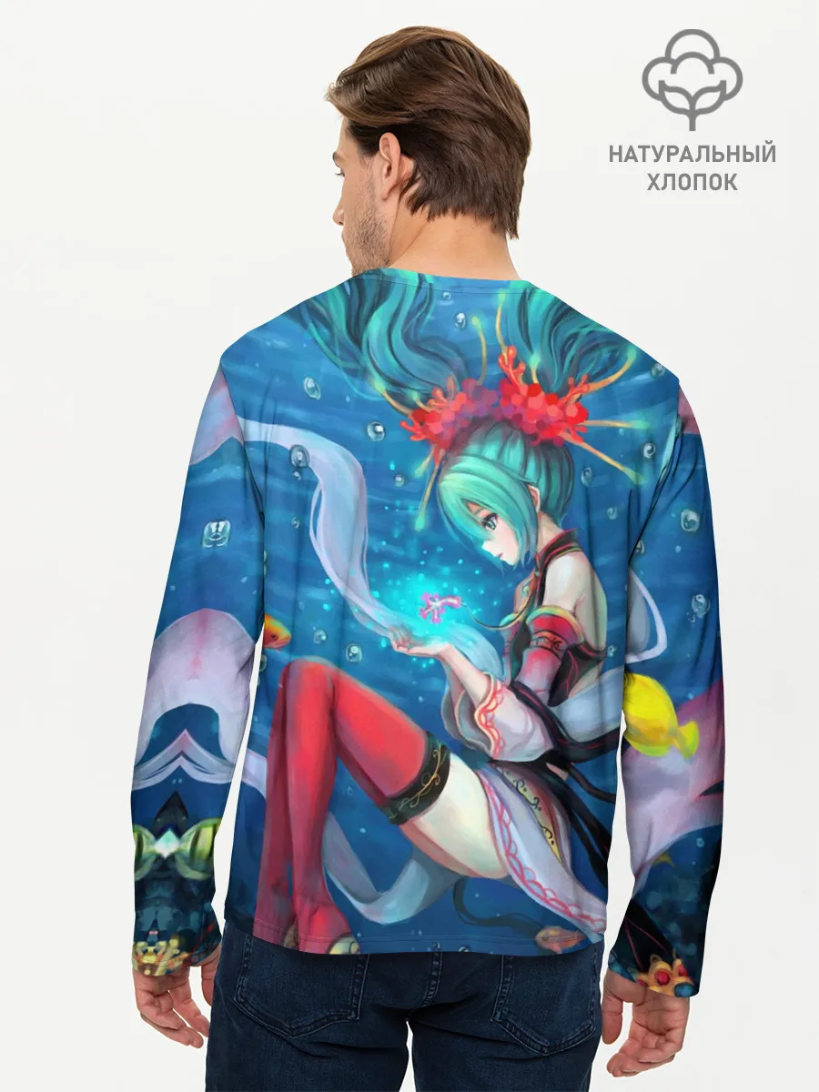 Мужской лонгслив базовый / Hatsune Miku в чулках