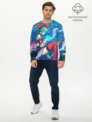 Мужской лонгслив базовый / Hatsune Miku в чулках