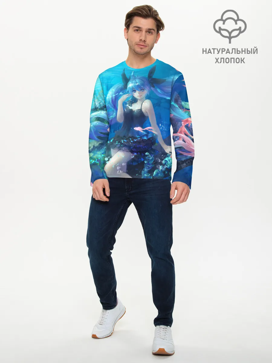 Мужской лонгслив базовый / Подводная Хацуне Мику