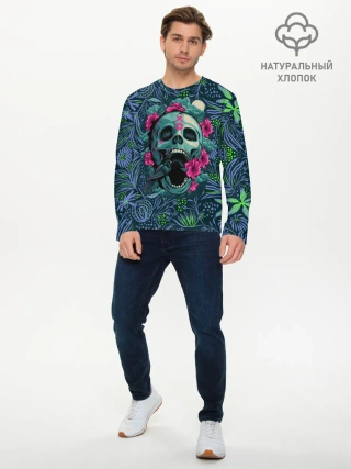 Мужской лонгслив базовый / Череп В Цветах