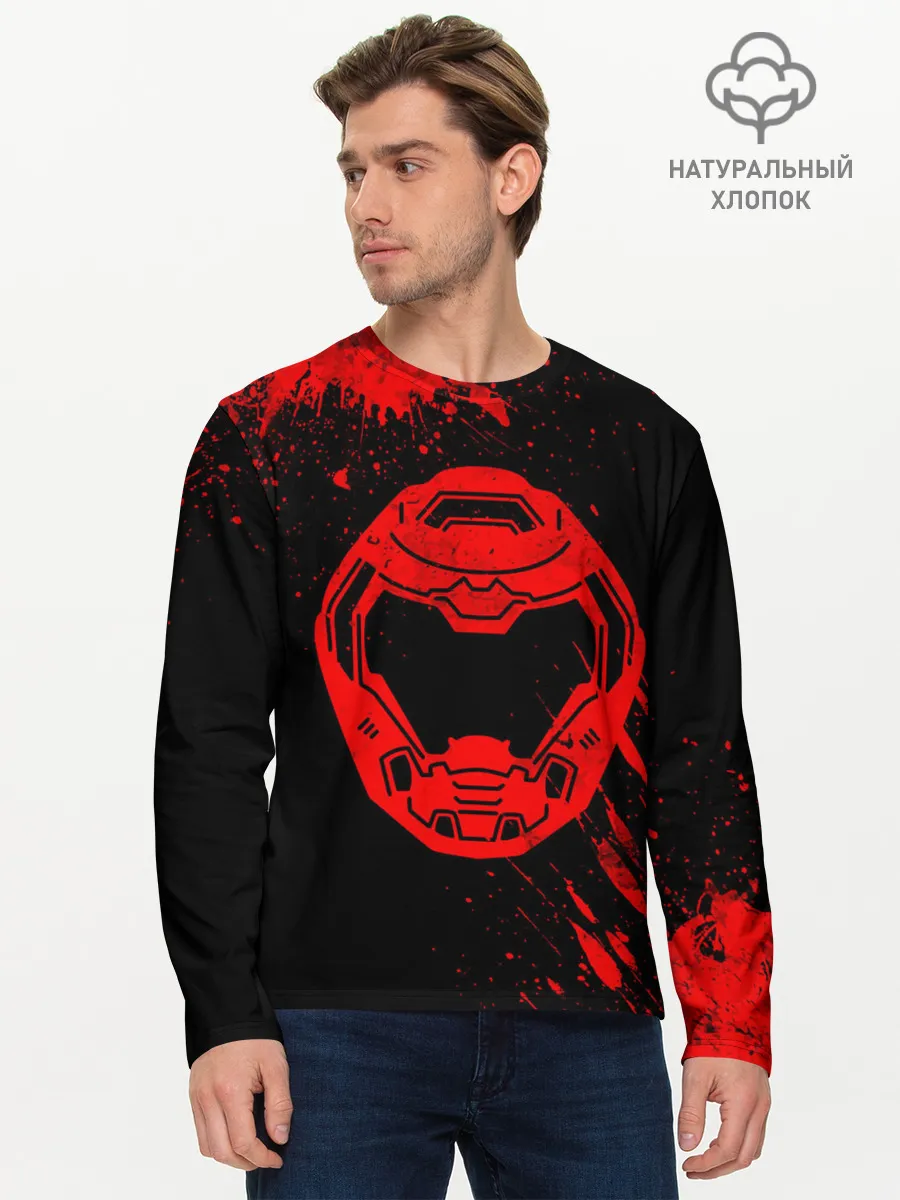 Мужской лонгслив базовый / DOOM - Шлем