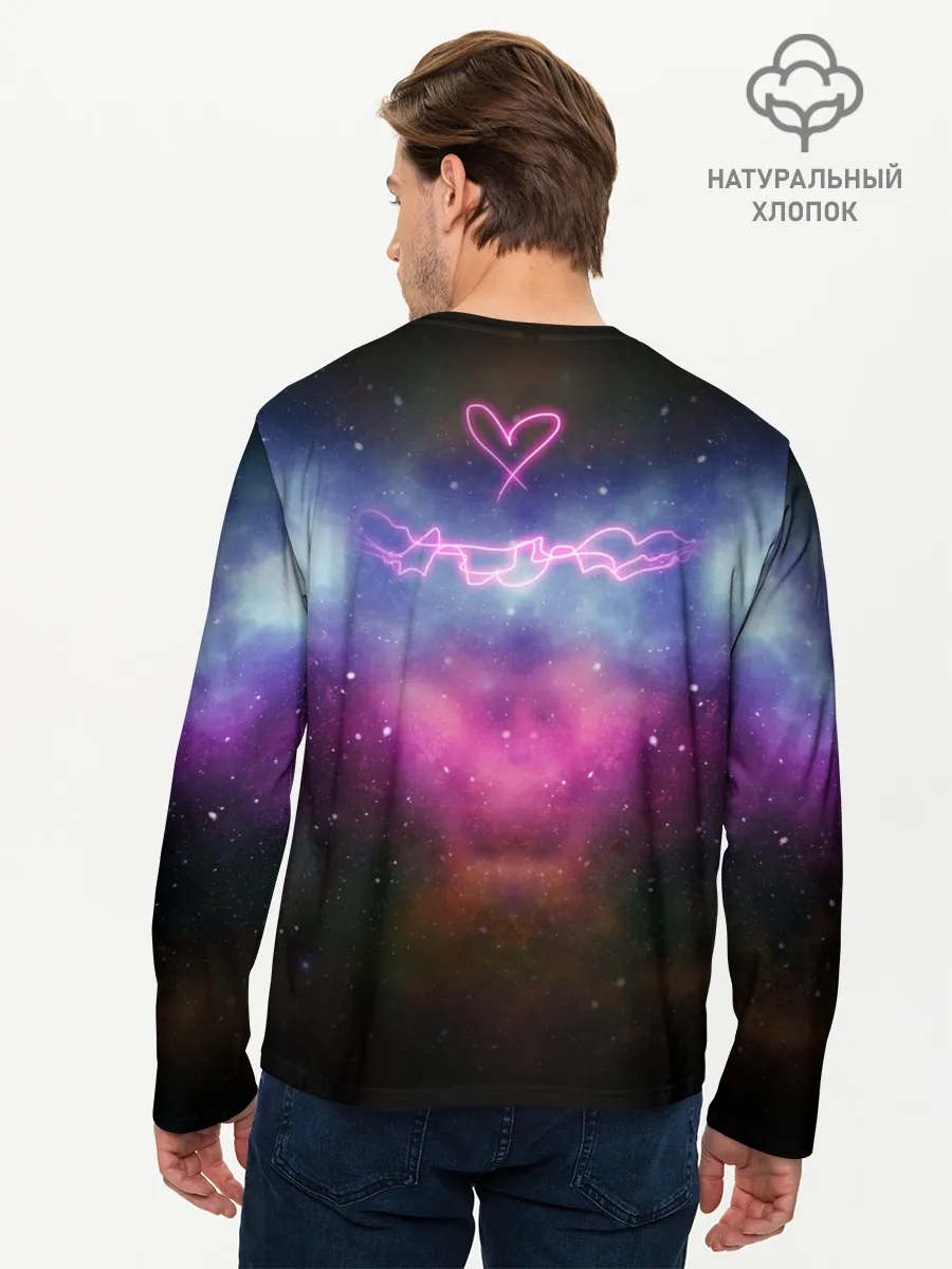 Мужской лонгслив базовый / Кот на пицце