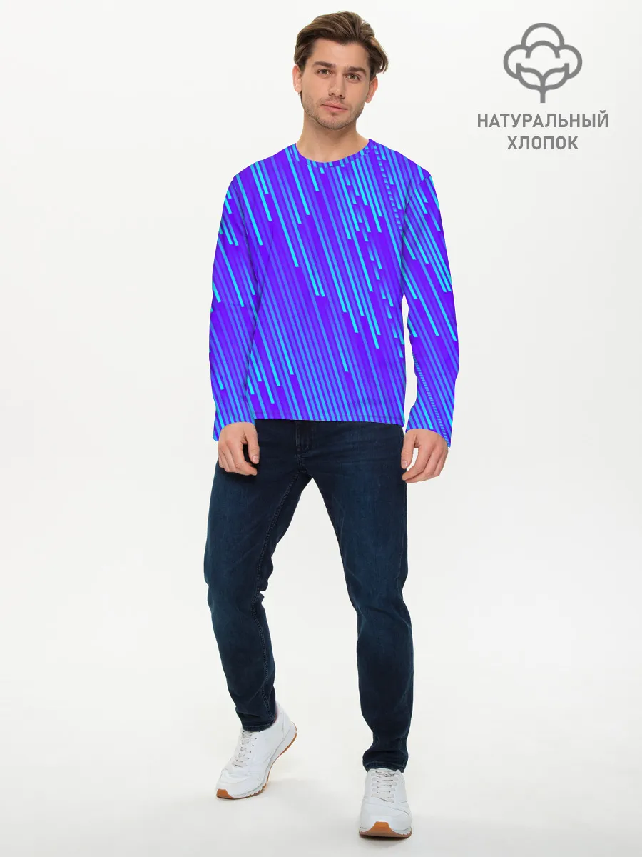 Мужской лонгслив базовый / Неоновые Линии