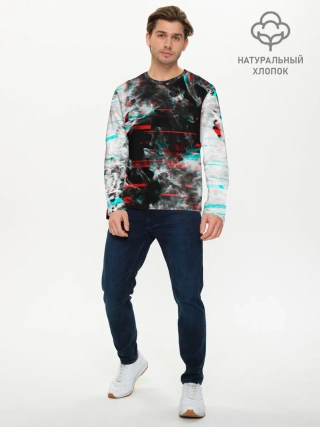 Мужской лонгслив базовый / White flame glitch