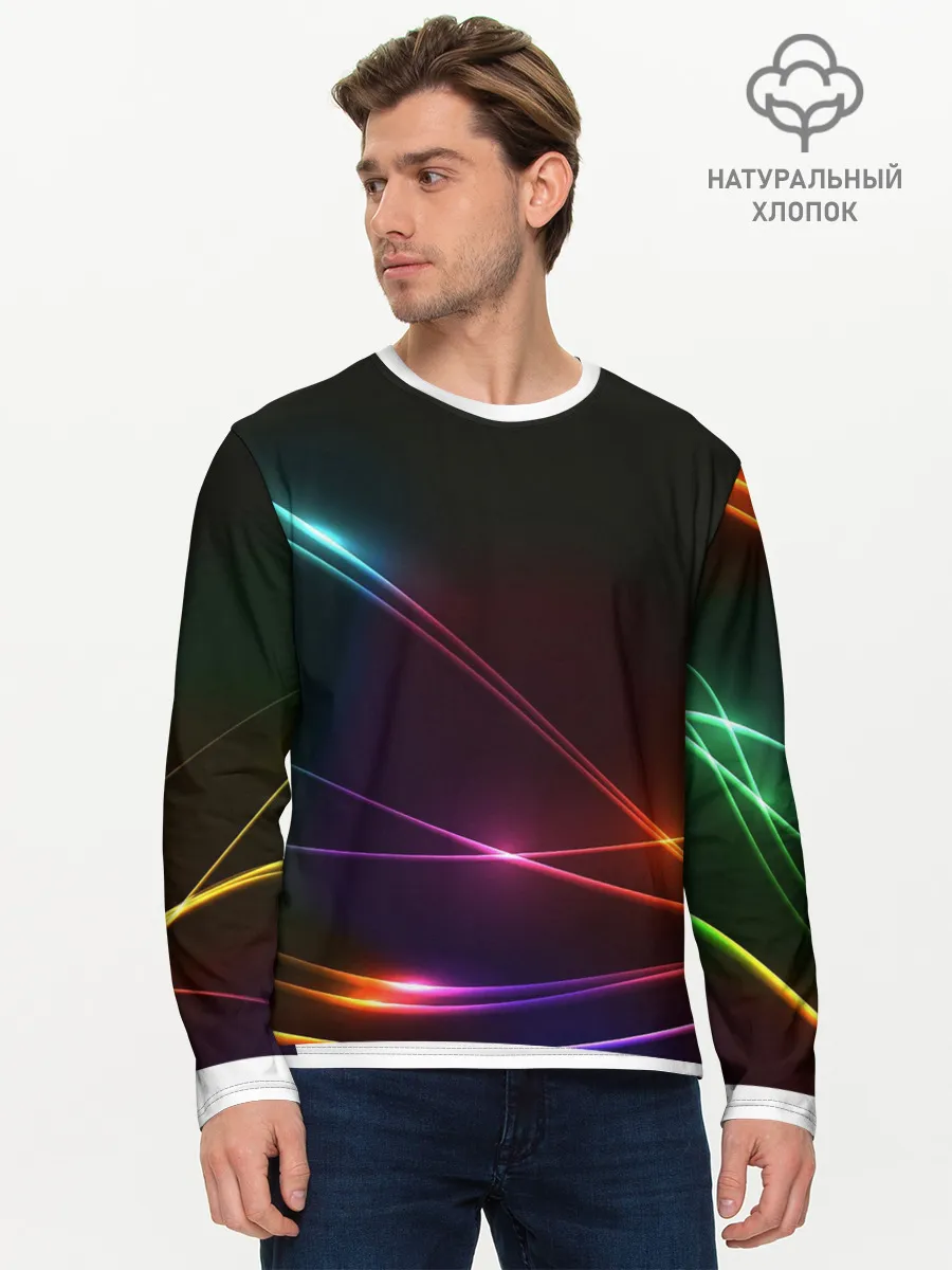 Мужской лонгслив базовый / Неоновые Линии