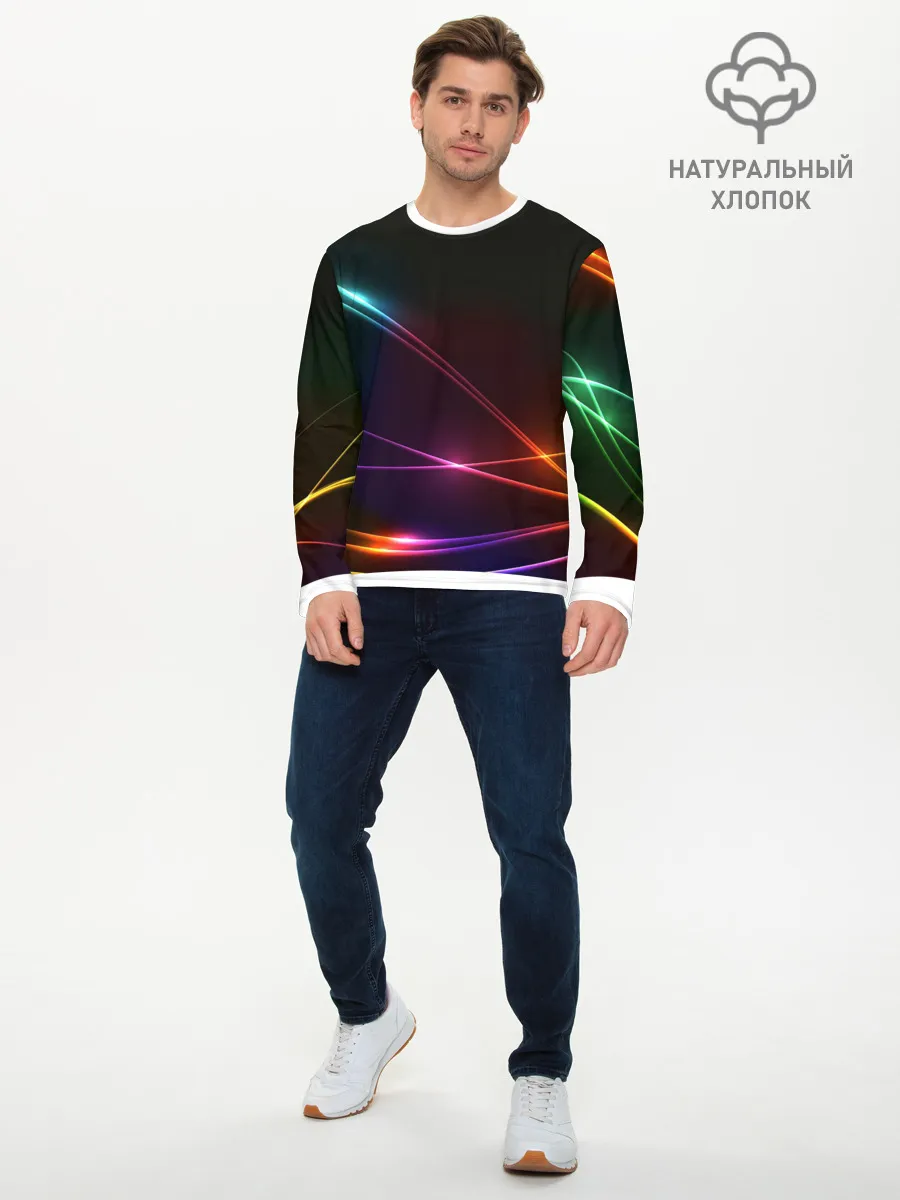 Мужской лонгслив базовый / Неоновые Линии