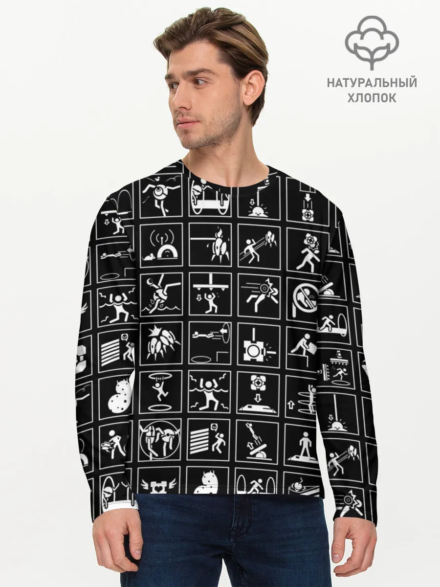Мужской лонгслив базовый / Portal icons