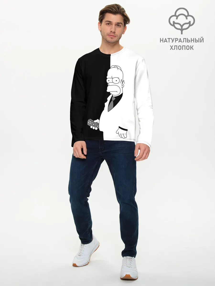 Мужской лонгслив базовый / Гомер Симпсон