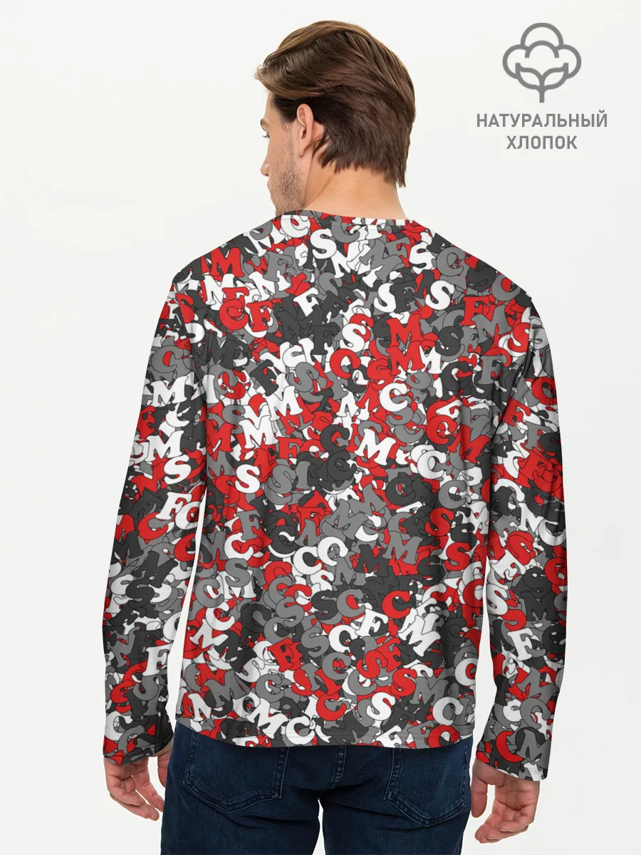 Мужской лонгслив базовый / Камуфляж с буквами F.C.S.M