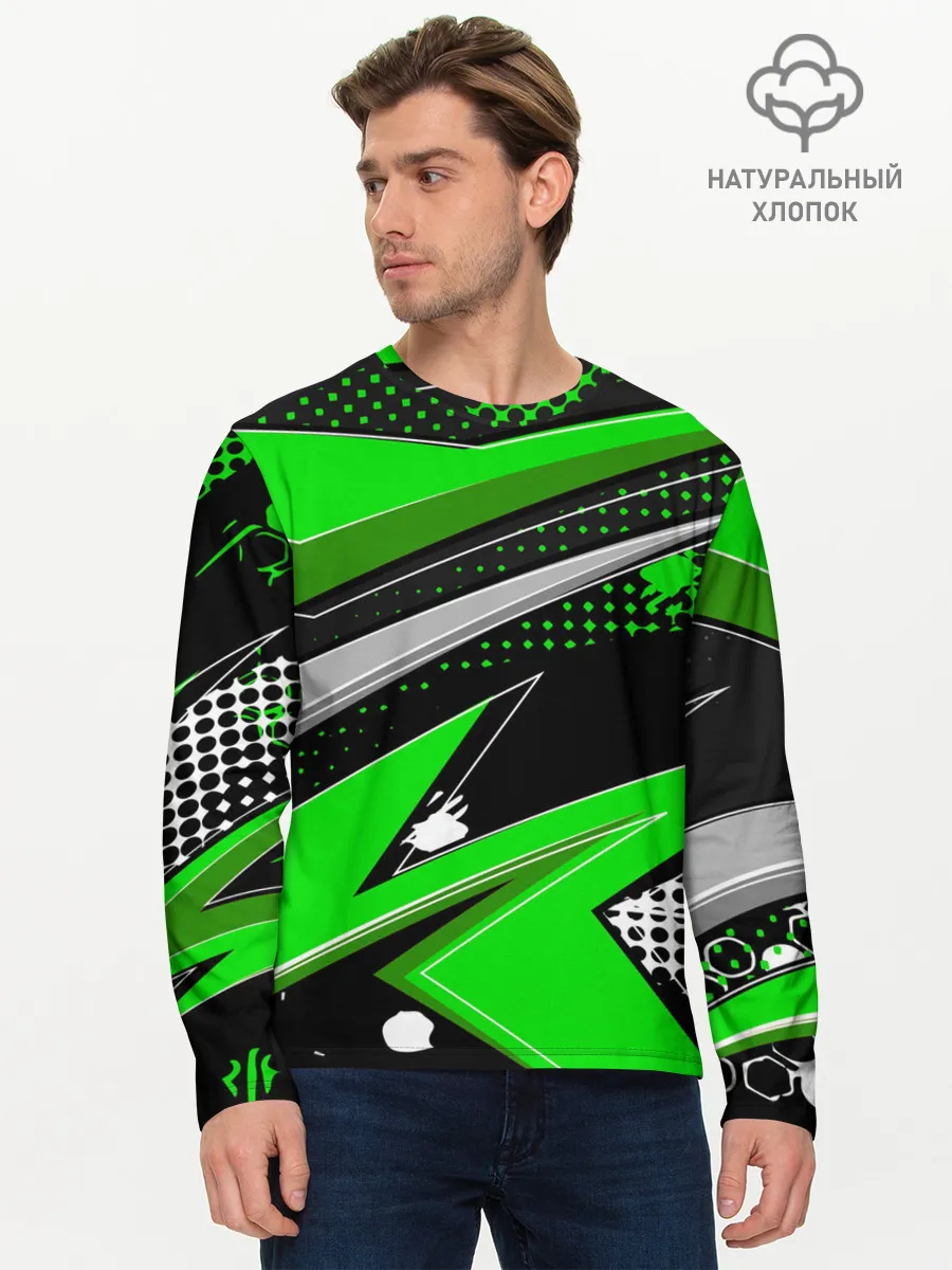 Мужской лонгслив базовый / Зеленая краска