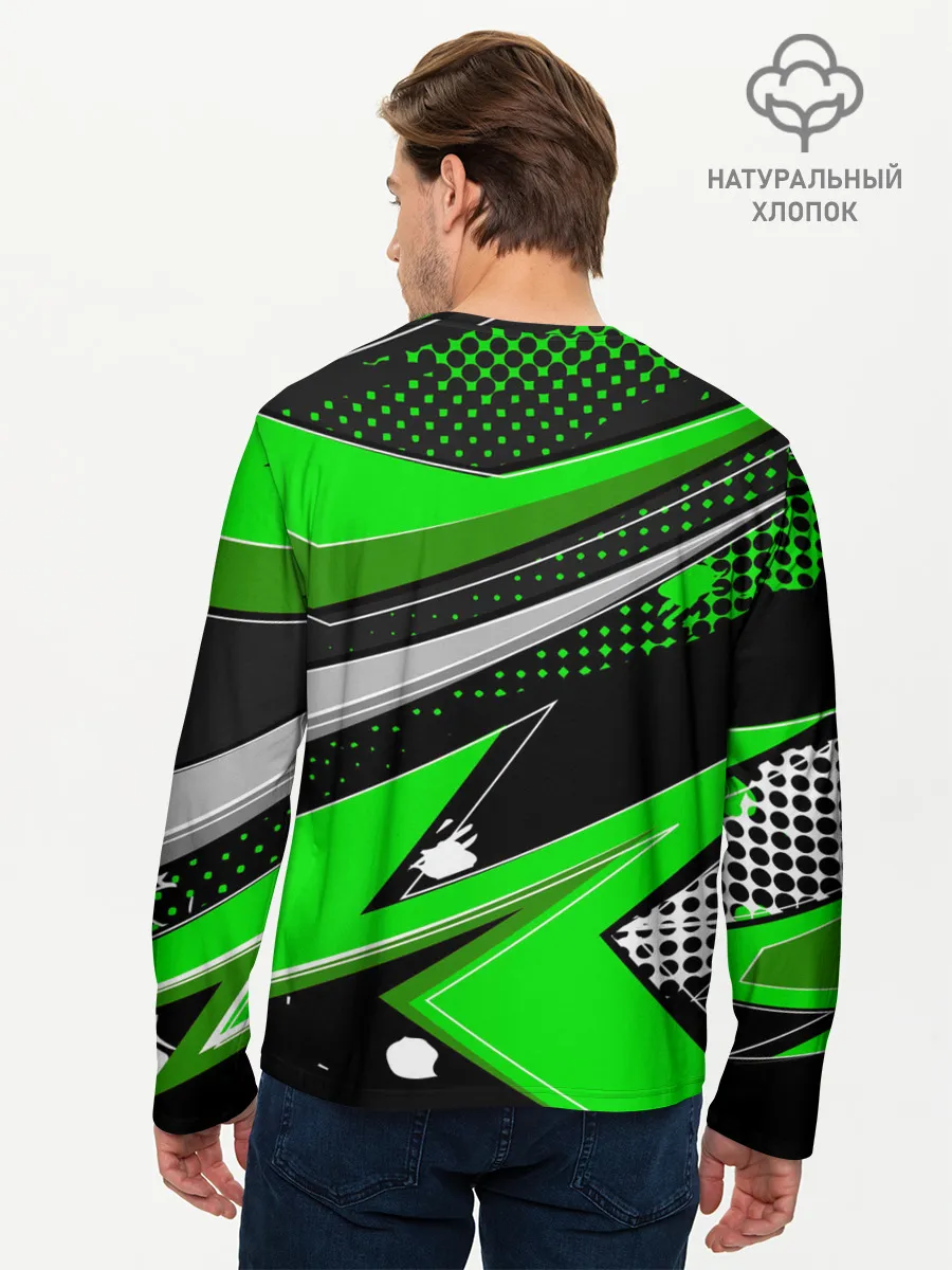 Мужской лонгслив базовый / Зеленая краска