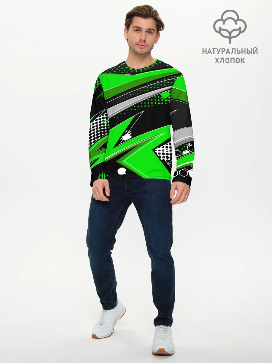 Мужской лонгслив базовый / Зеленая краска