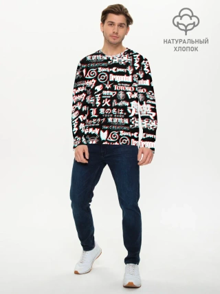 Мужской лонгслив базовый / ЛОГО АНИМЕ ГЛИТЧ