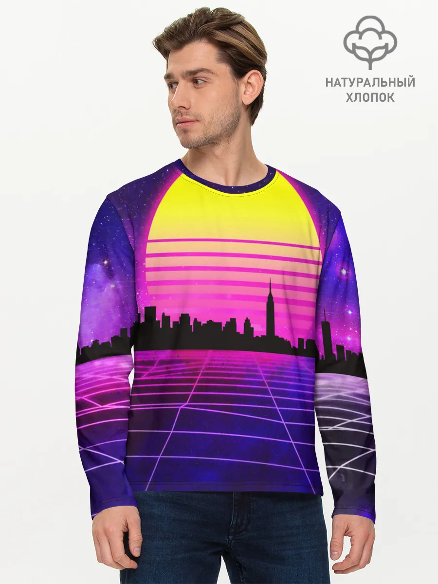 Мужской лонгслив базовый / ГОРОД В НЕОНЕ