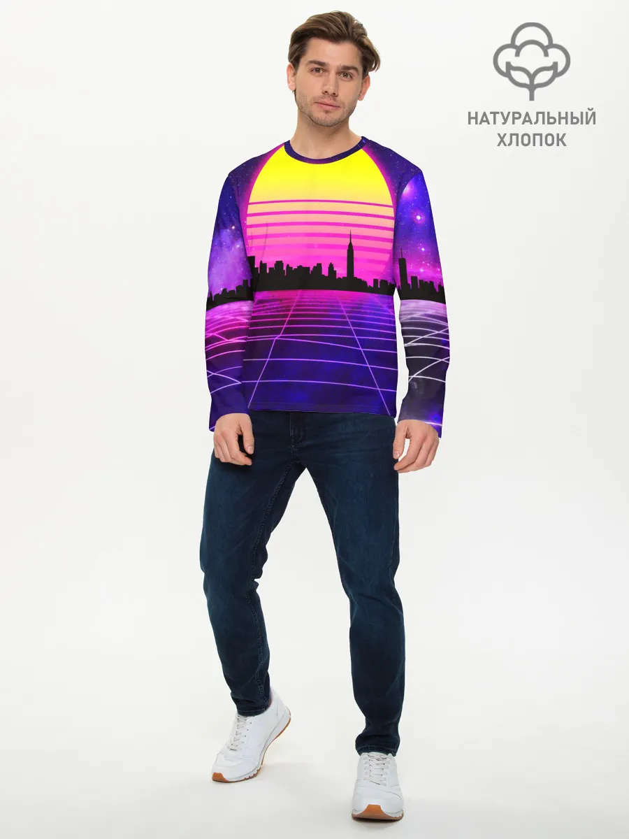 Мужской лонгслив базовый / ГОРОД В НЕОНЕ