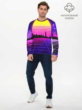 Мужской лонгслив базовый / ГОРОД В НЕОНЕ