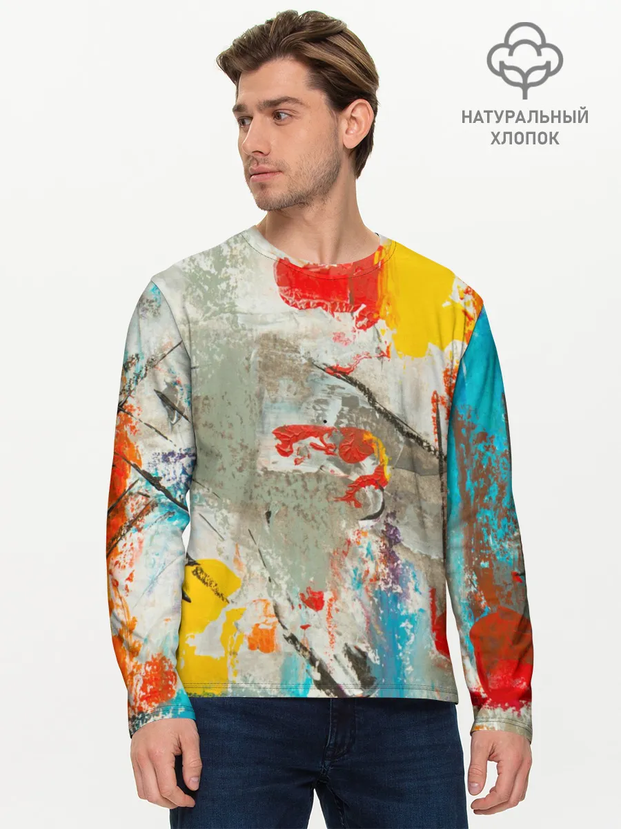 Мужской лонгслив базовый / Буйство красок 3D
