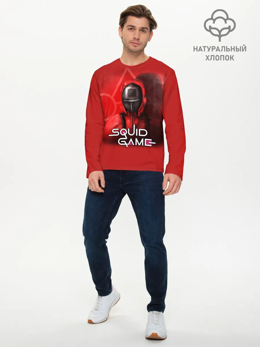 Мужской лонгслив базовый / ИГРА В КАЛЬМАРА | КВАДРАТ