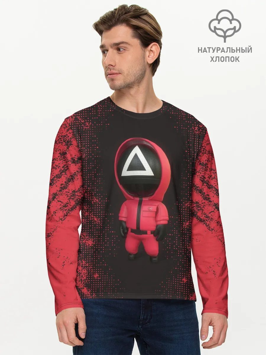 Мужской лонгслив базовый / ИГРА В КАЛЬМАРА | СОТРУДНИК ТРЕУГОЛЬНИК