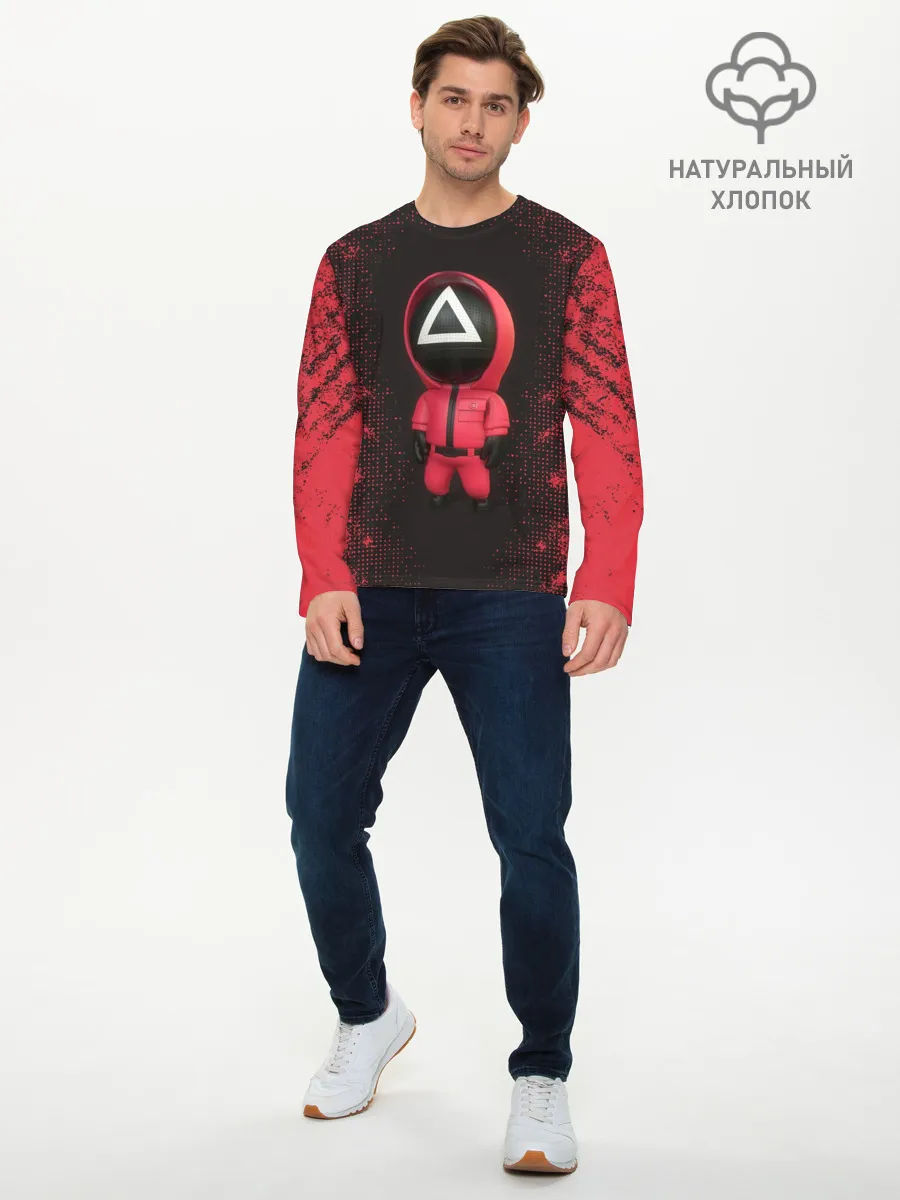 Мужской лонгслив базовый / ИГРА В КАЛЬМАРА | СОТРУДНИК ТРЕУГОЛЬНИК