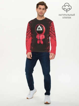 Мужской лонгслив базовый / ИГРА В КАЛЬМАРА | СОТРУДНИК ТРЕУГОЛЬНИК