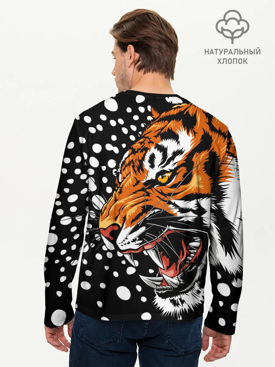 Мужской лонгслив базовый / Амурский тигр и снегопад