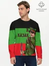 Мужской лонгслив базовый / Терский Казак на фоне Флага