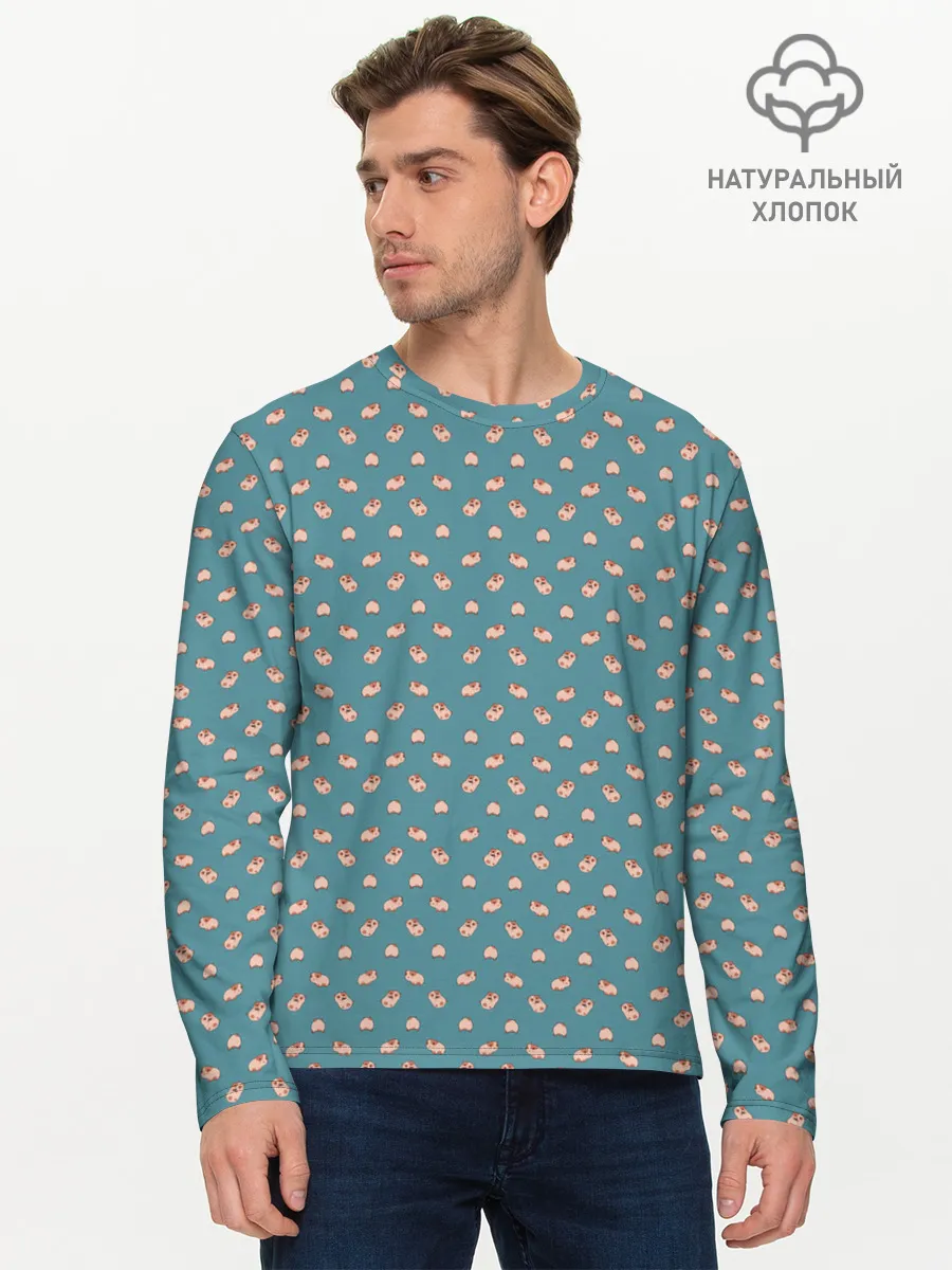 Мужской лонгслив базовый / Паттерн хомячков
