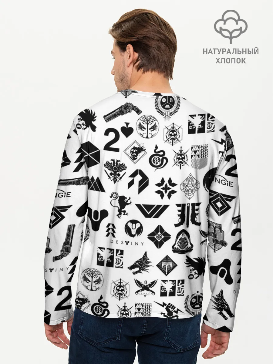 Мужской лонгслив базовый / DESTINY 2 LOGO PATTERN / ДЕСТИНИ