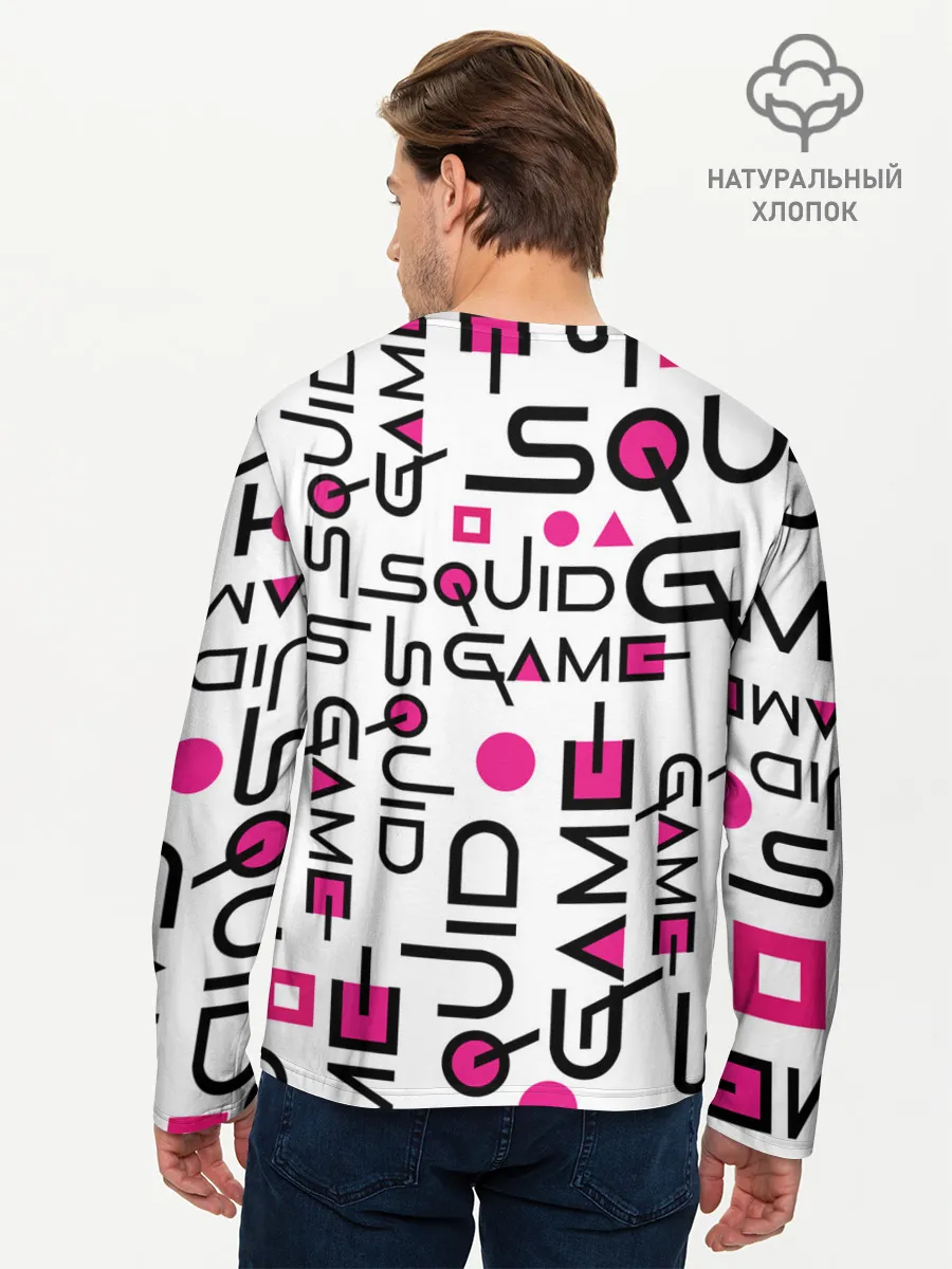 Мужской лонгслив базовый / ИГРА В КАЛЬМАРА УЗОР И ПАТТЕРН ЛОГО
