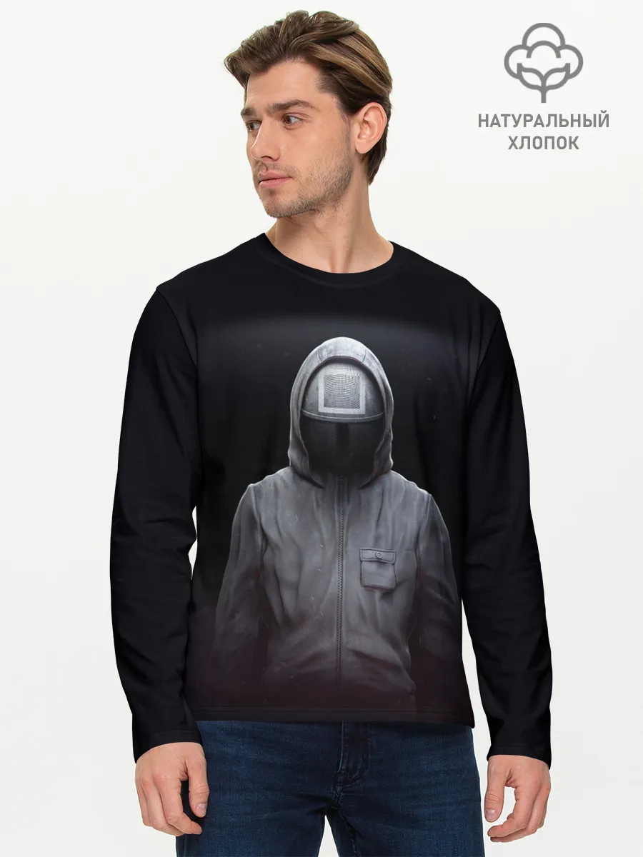 Мужской лонгслив базовый / ИГРА В КАЛЬМАРА | СОТРУДНИК КВАДРАТ