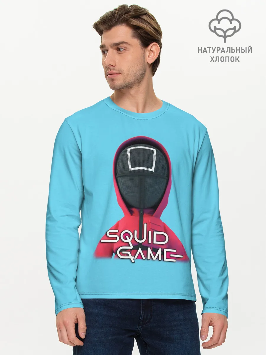 Мужской лонгслив базовый / Squid game квадрат - Игра в кальмара