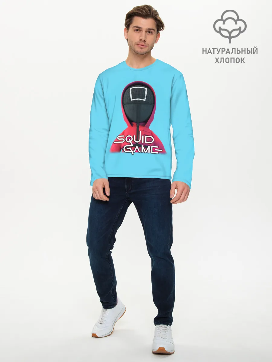 Мужской лонгслив базовый / Squid game квадрат - Игра в кальмара
