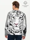 Мужской лонгслив базовый / Белый снежный тигр