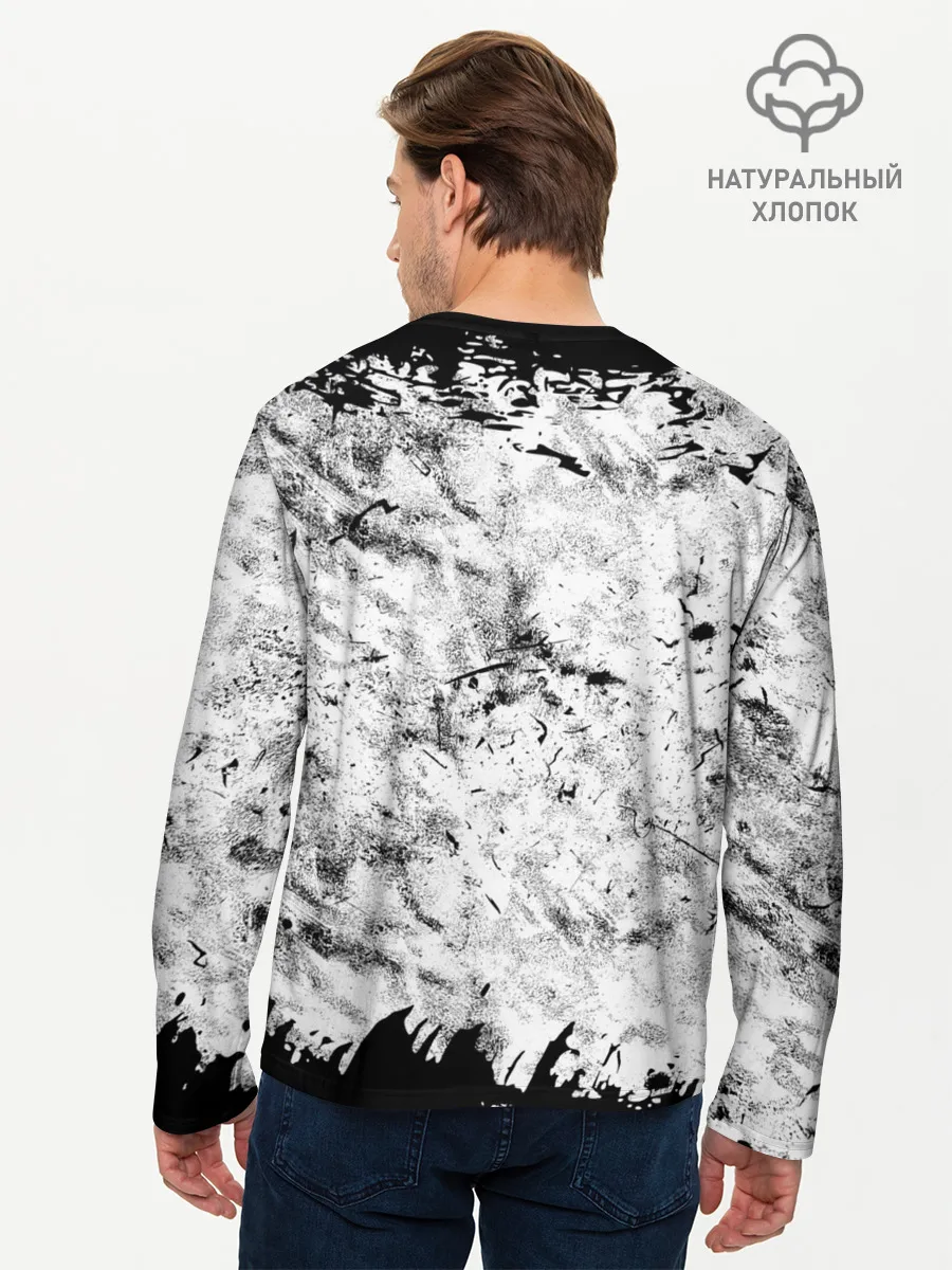 Мужской лонгслив базовый / Надпись Слипкнот Рок Группа ЧБ | Slipknot