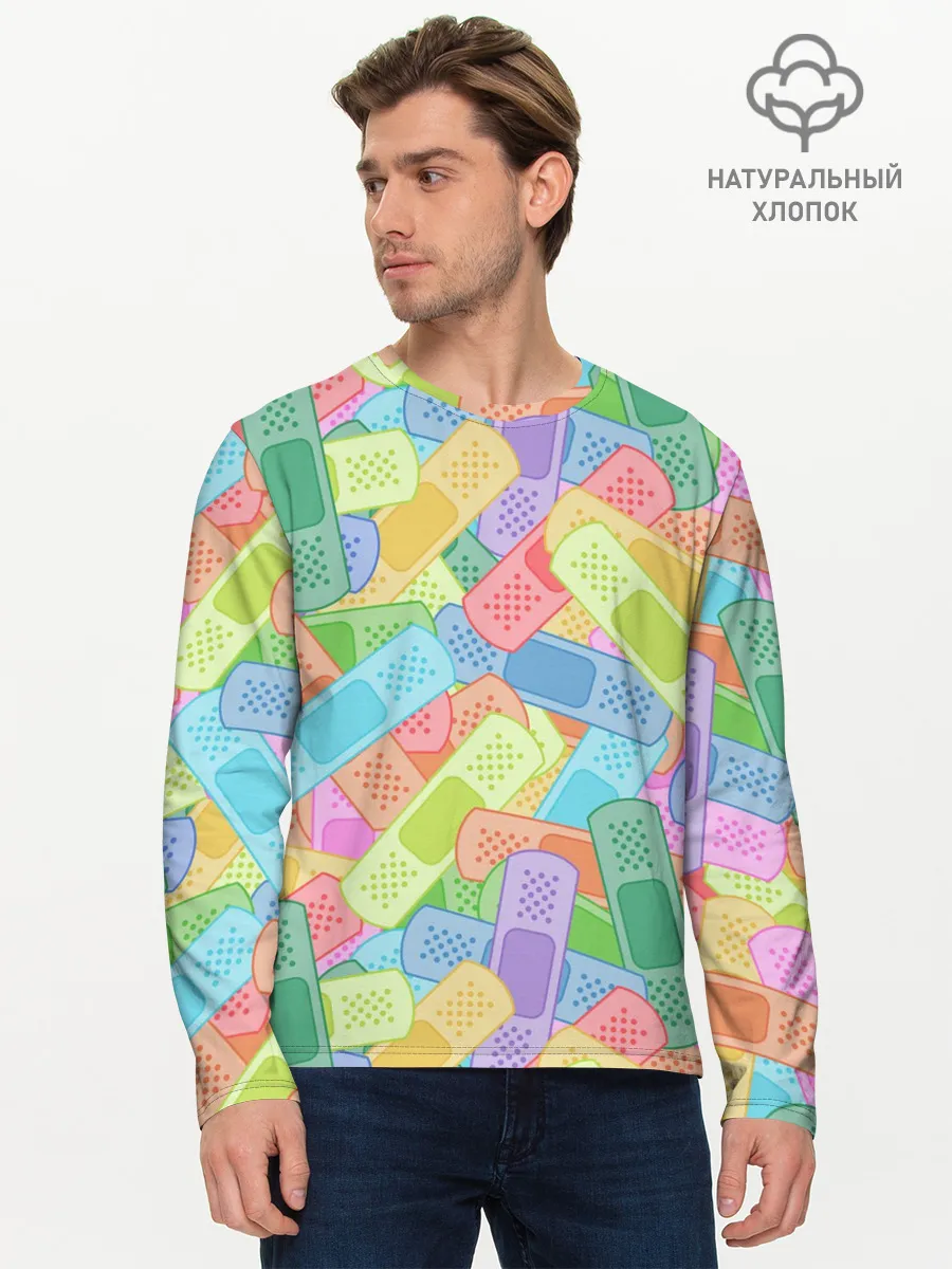 Мужской лонгслив базовый / Цветные пластыри