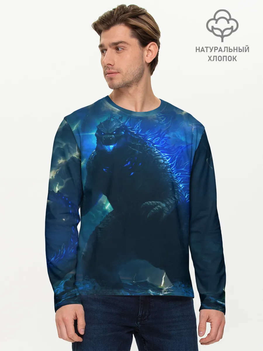 Мужской лонгслив базовый / ГОДЗИЛЛА В МОРЕ