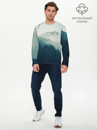 Мужской лонгслив базовый / ДРАКОНЫ НАД ЛЕСОМ / DRAGON