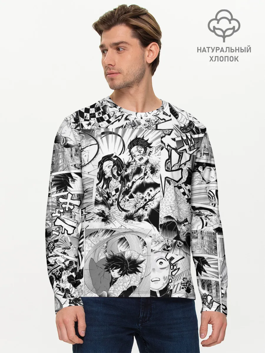 Мужской лонгслив базовый / Клинок, рассекающий демонов, МАНГА