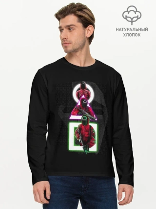 Мужской лонгслив базовый / ИГРА В КАЛЬМАРА | ПЕРСОНАЖИ В МАСКАХ